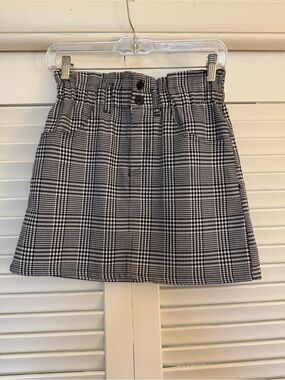 Jolt Black & White Plaid Paperbag Mini Skirt